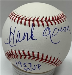 HENRY HANK AARON SIGNED MLB BASEBALL W/ "1957 NL MVP" - JSA