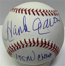 HENRY HANK AARON SIGNED MLB BASEBALL W/ "1957 WS CHAMPS" - JSA