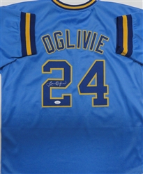 BEN OGLIVIE SIGNED CUSTOM REPLICA BREWERS BLUE JERSEY