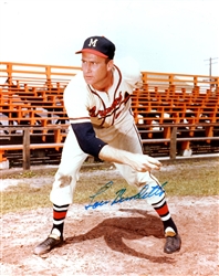 LEW BURDETTE (d) SIGNED 8X10 MILW. BRAVES PHOTO #1