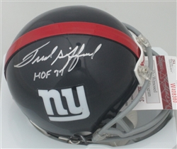 FRANK GIFFORD (d) SIGNED GIANTS MINI HELMET W/ HOF '77 - JSA