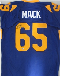 TOM MACK SIGNED CUSTOM LA RAMS JERSEY - BECKETT COA