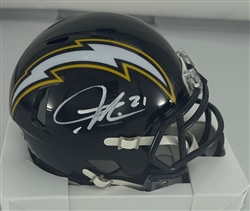 LADANIAN TOMLINSON SIGNED CHARGERS THROWBACK SPEED MINI HELMET - BAS