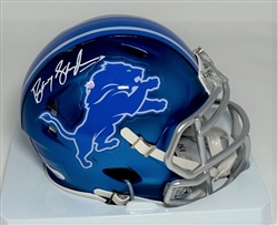 BARRY SANDERS SIGNED LIONS BLAZE SPEED MINI HELMET - JSA