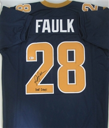 MARSHALL FAULK SIGNED CUSTOM RAMS JERSEY - BECKETT