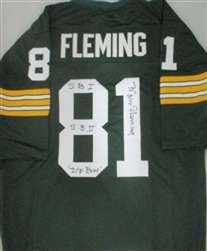 MARV FLEMING SIGNED CUSTOM REPLICA PACKERS JERSEY W/ SCRIPTS