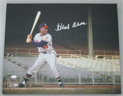HANK AARON SIGNED 16X20 MILW BRAVES STRETCHED CANVAS #8 - JSA
