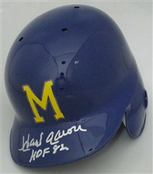 HENRY HANK AARON SIGNED FULL SIZE 1970'S BREWERS EAR FLAP HELMET W/ HOF - JSA