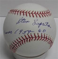 STAN LOPATA SIGNED OFFICIAL MLB  BASEBALL W/ BRAVES 59-60