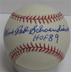 ALBERT RED SCHOENDIENST SIGNED OFFICIAL MLB BASEBALL W/ HOF