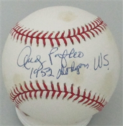 ANDY PAFKO (d) SIGNED OFFICIAL MLB BASEBALL W/ 1952 DODGERS WS