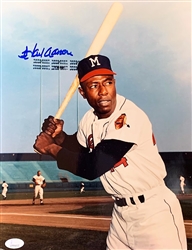 HENRY HANK AARON SIGNED 11X14 MILW. BRAVES PHOTO #10 - JSA