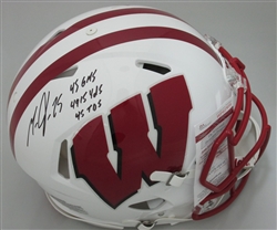 MELVIN GORDON SIGNED WI BADGERS FULL SIZE AUTHENTIC SPEED HELMET - JSA