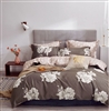 Marrisa Brown Floral 100% Cotton Reversible Duvet Cover Set Queen