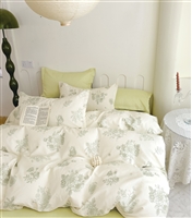 Janet Green/White Floral 100% Cotton Comforter Set