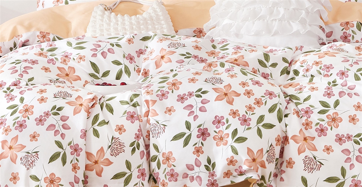 100% Cotton Comforter Set I Multiple Sizes I Flower Bloom - Bed