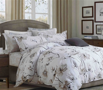 Juan Brown & White Floral Cotton Comforter Set