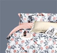 Monet Rose Pink/Gray 100% Cotton Reversible Comforter Set