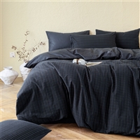 Of Joy Black Plaid 100% Cotton Yarn-dyed Jacquard Reversible Comforter Set