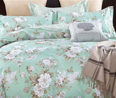 Fiona Green Floral 100% Cotton Comforter Set