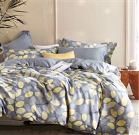 Sistes Gray/Yellow Floral 100% Cotton Reversible Comforter Set