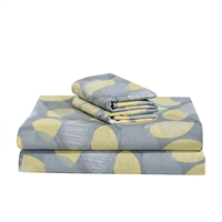 Woodgrove Yellow Green Leaf 100% Cotton Sheet Set with Pillowcase