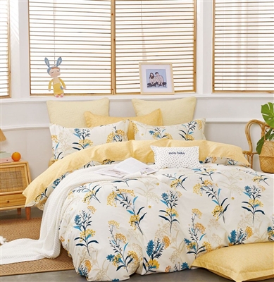 Moore Yellow Dandelion 100% Cotton Reversible Comforter Set