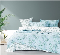 New Brooklyn  Blue/Green Floral 100% Cotton Reversible Comforter Set