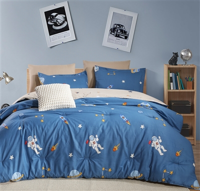 Kids Astronaut Rocket ship 100% Cotton Reversible Comforter Set