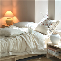 Manjusaka Linen/Tencel Decorative Duvet Cover Set Beige  -Top Grade & Natural