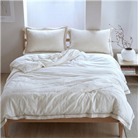 Manjusaka Linen/Tencel Decorative Duvet Cover Set  White - Top Grade & Natural