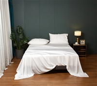 L Deep Pocket 100% Egyptian Cotton Fresh White Sheet Set with Pillowcases--Top Grade & Natural