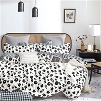 Hepburn Black/White Floral 100% Cotton Reversible Comforter Set