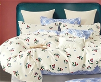 Myra Off white Cherry 100% Cotton Reversible Comforter Set