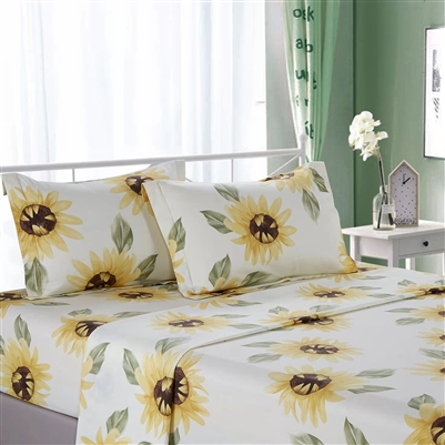 Mia Sunflower 100% Cotton Sheet Set with Pillow case