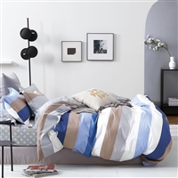 Hunter Blue & White Striped Cotton Comforter Set