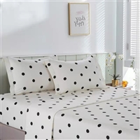 Clark Black/White Polka Dot 100% Cotton Sheet Set with Pillow Case