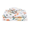 Estella Orange White Floral 100% Cotton Sheet Set with Pillowcase