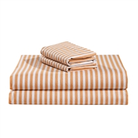 Estella Orange Grey Striped 100% Cotton Sheet Set with Pillowcase