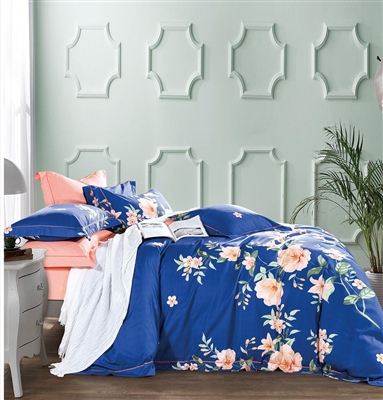 Elizebath Blue Floral Cotton Comforter Set