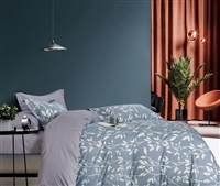 Charlote Blue Gray Floral Cotton Comforter Set