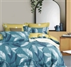 Linnett Blue Banana leaves 100% Cotton Reversible Comforter Set