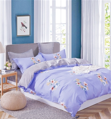 Kaufman Lily 100% Cotton Reversible Comforter Set Purple