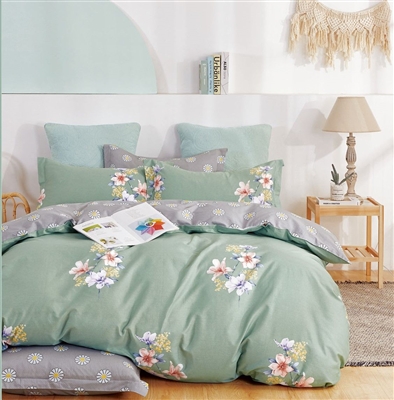 Kaufman Lily 100% Cotton Reversible Comforter Set Green