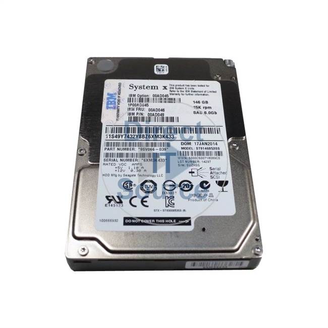 00AD049 IBM - 146GB 15K SAS 6.0Gbps 2.5" Cache Hard Drive