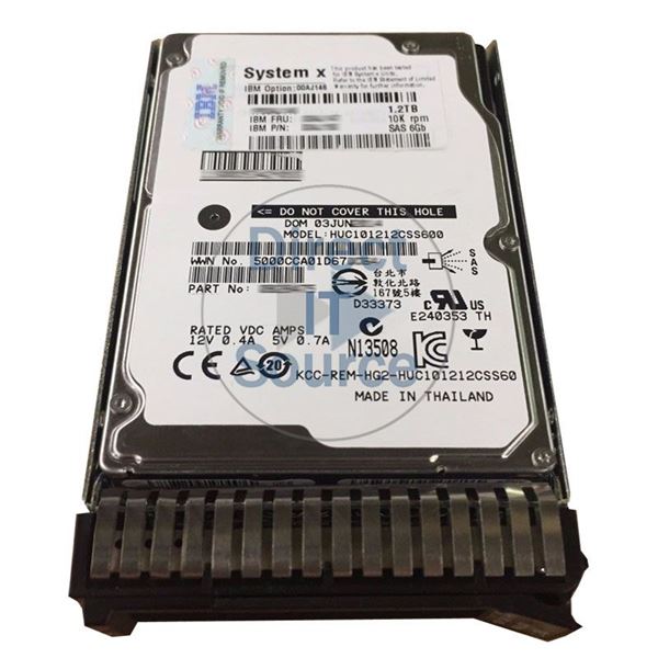 IBM 00AJ146 - 1.2TB 10K SAS 6.0Gbps 2.5" Hard Drive