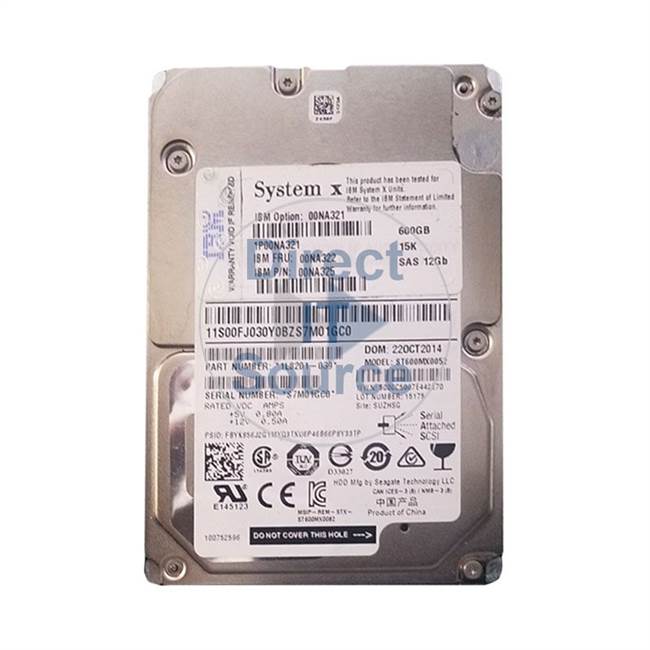 00NA322 IBM - 600GB 15K SAS 12Gbps 2.5" Cache Hard Drive