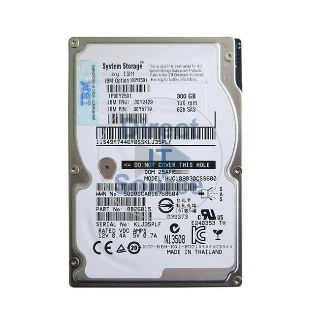 00Y5719 IBM - 300GB 10K SAS 2.5" Cache Hard Drive