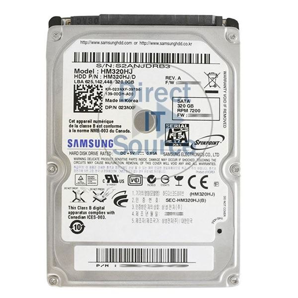 Dell 023NXF - 320GB 7.2K SATA 2.5" Hard Drive