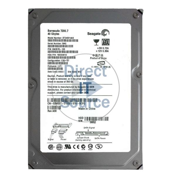 Dell 02M327 - 40GB 7.2K SATA 3.5" 8MB Cache Hard Drive